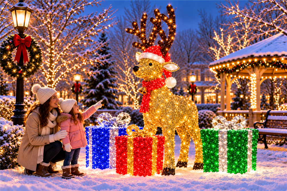 deer and gift boxes